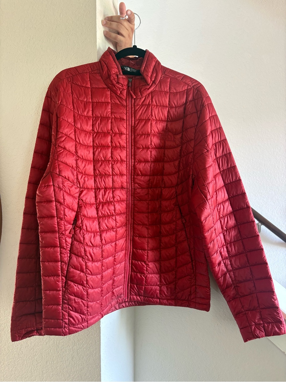 The North Face Red Men's Quilted Zip-Up Jacket